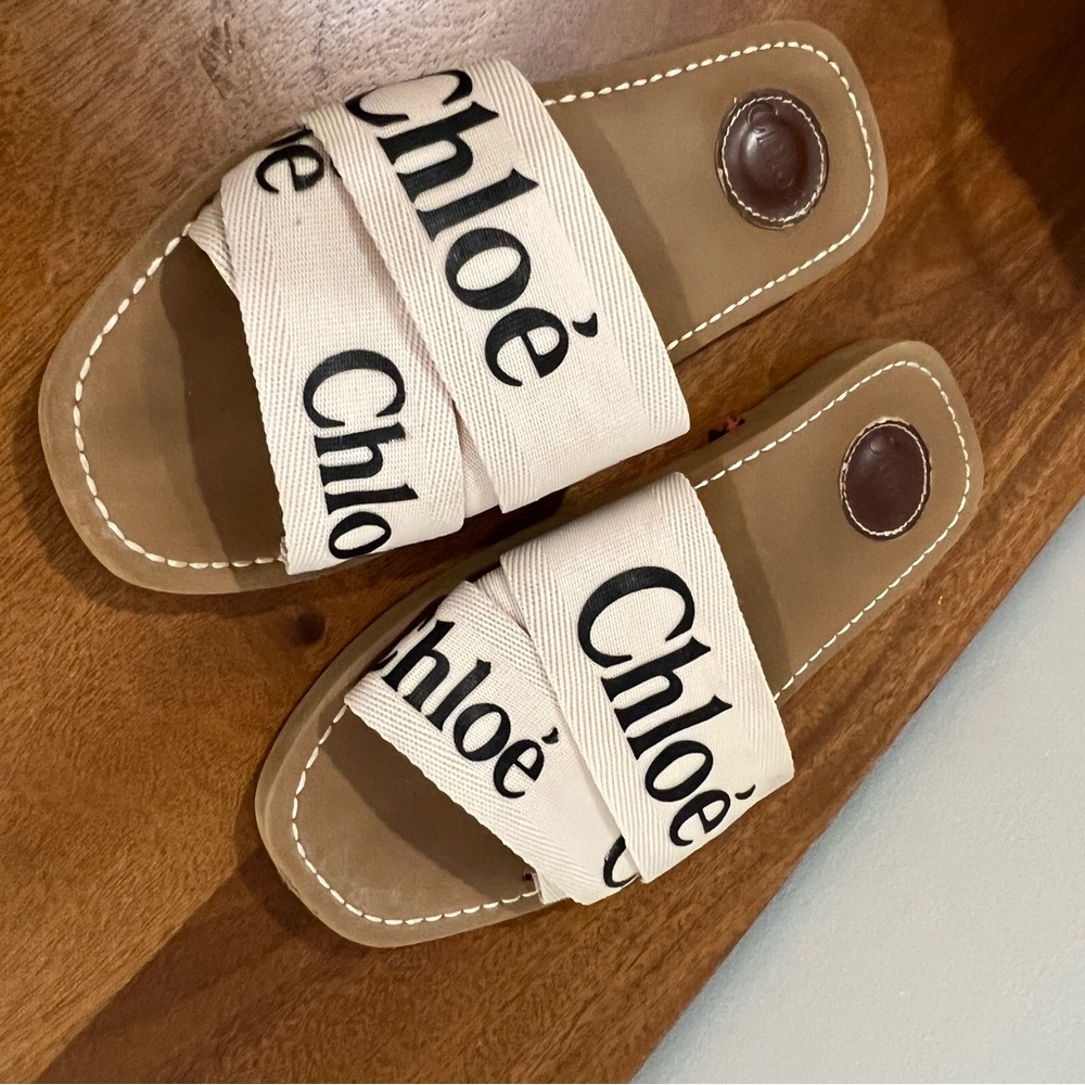 Chloé Beige Woody slide sandals - 37